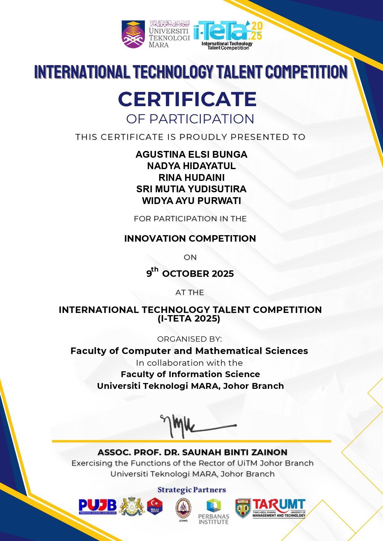 INTERNATIONAL TECHNOLOGY TALENT COMPETITION (I-TETA 2025)