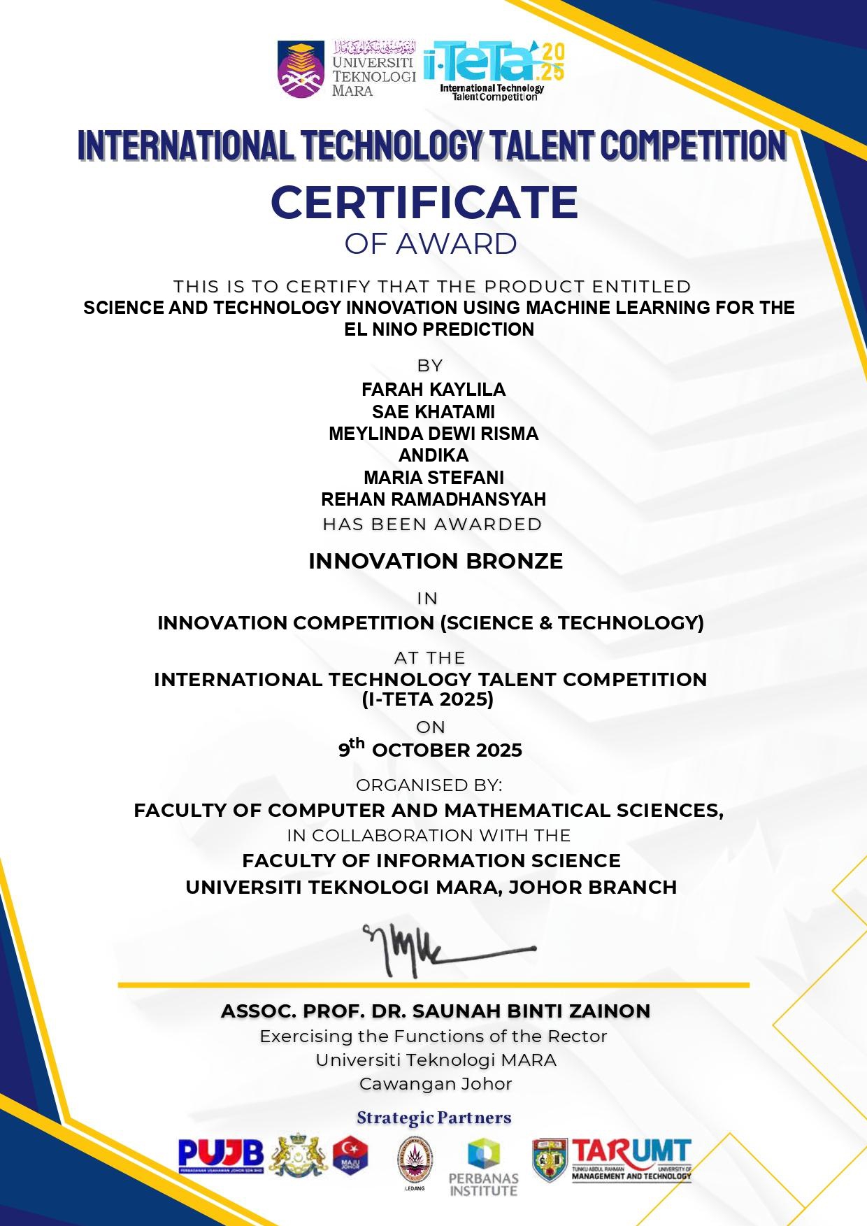 INTERNATIONAL TECHNOLOGY TALENT COMPETITION (I-TETA 2025)