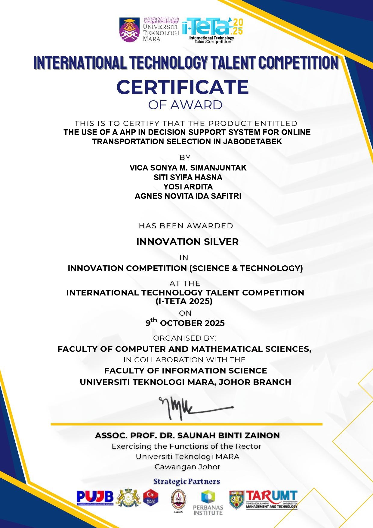 INTERNATIONAL TECHNOLOGY TALENT COMPETITION (I-TETA 2025)